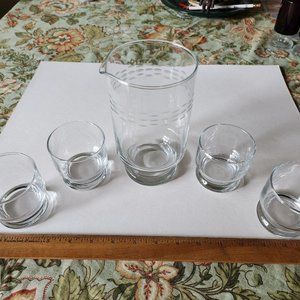 Vintage Princess House Heritage Crystal Etched Pitcher w 4 Glasses #407 1980s